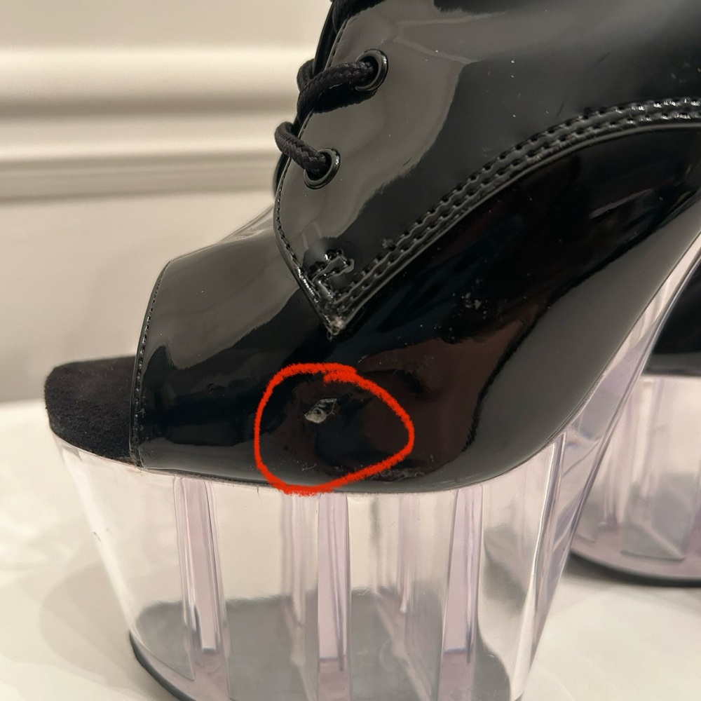 Pleaser Black Patent Lace-Up Platform Heels View 6